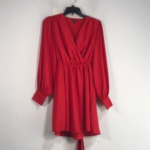 Express Long Sleeve V-Neck Dress, Women's Size XS - Red